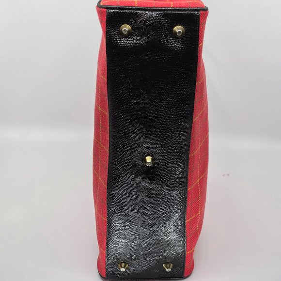 Buzz by Jane Fox Red Plaid Tweed Crossbody Satchel Tote Preppy Academia Y2K - Picture 10 of 16
